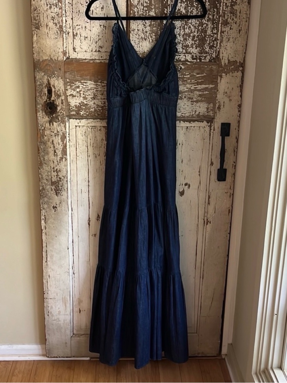 Wonderly Indigo Denim Maxi Dress with Spaghetti Straps - Picture 3 of 11